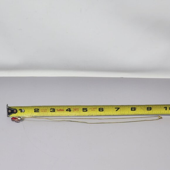 Gold Angel Pendant Necklace With Red Gemstone & Crystal Accents - Picture 4 of 4